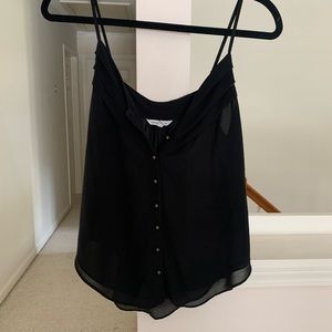 Chiffon Black Tank Top Gold Detail